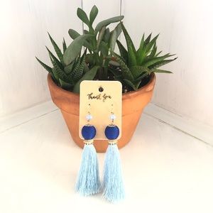 Blue Boho Tassel Earrings